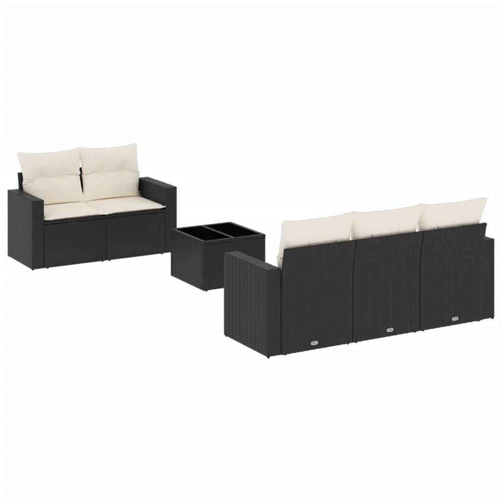6-delige Loungeset met kussens poly rattan zwart is nu te koop bij PeponiXL, paradijselijk wonen!