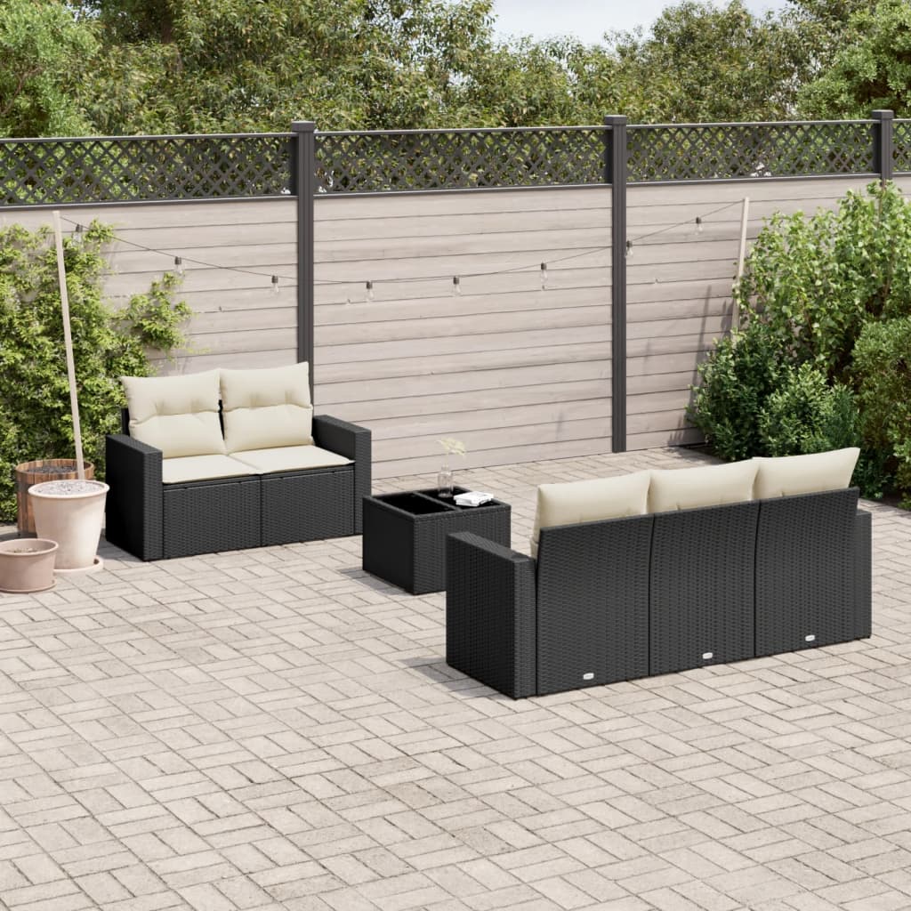 6-delige Loungeset met kussens poly rattan zwart is nu te koop bij PeponiXL, paradijselijk wonen!