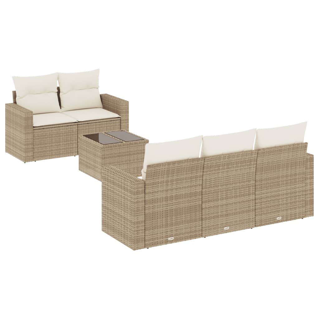 6-delige Loungeset met kussens poly rattan beige is nu te koop bij PeponiXL, paradijselijk wonen!