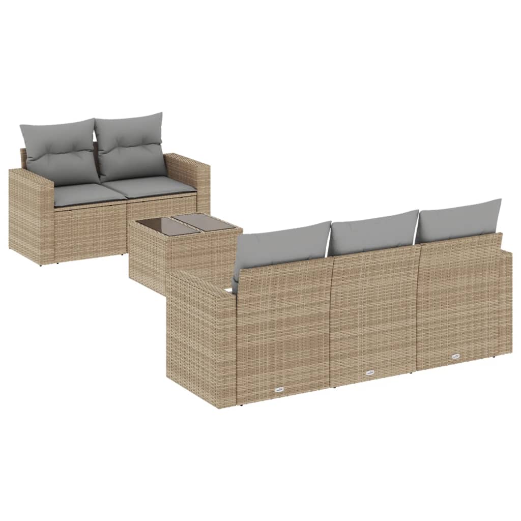 6-delige Loungeset met kussens poly rattan beige is nu te koop bij PeponiXL, paradijselijk wonen!