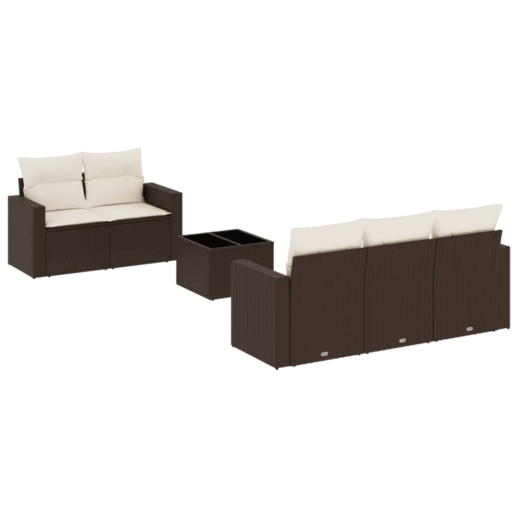 6-delige Loungeset met kussens poly rattan bruin is nu te koop bij PeponiXL, paradijselijk wonen!