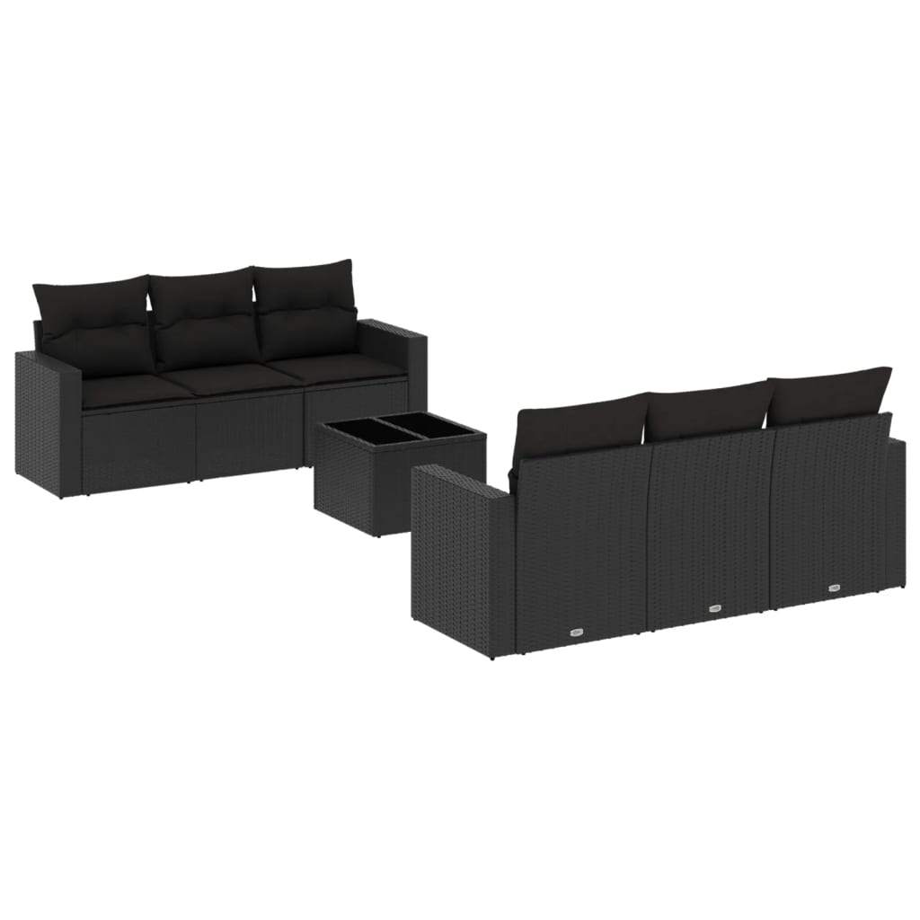 7-delige Loungeset met kussens poly rattan zwart is nu te koop bij PeponiXL, paradijselijk wonen!
