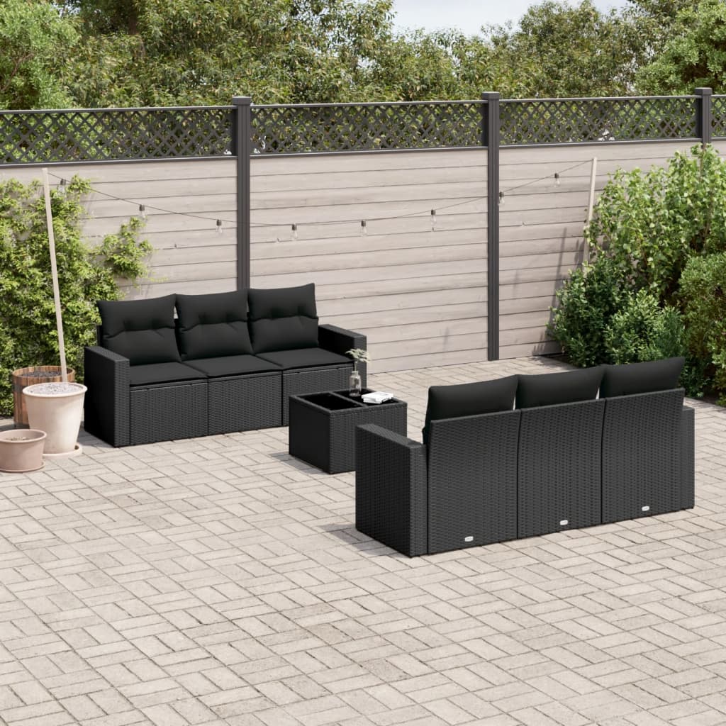7-delige Loungeset met kussens poly rattan zwart is nu te koop bij PeponiXL, paradijselijk wonen!