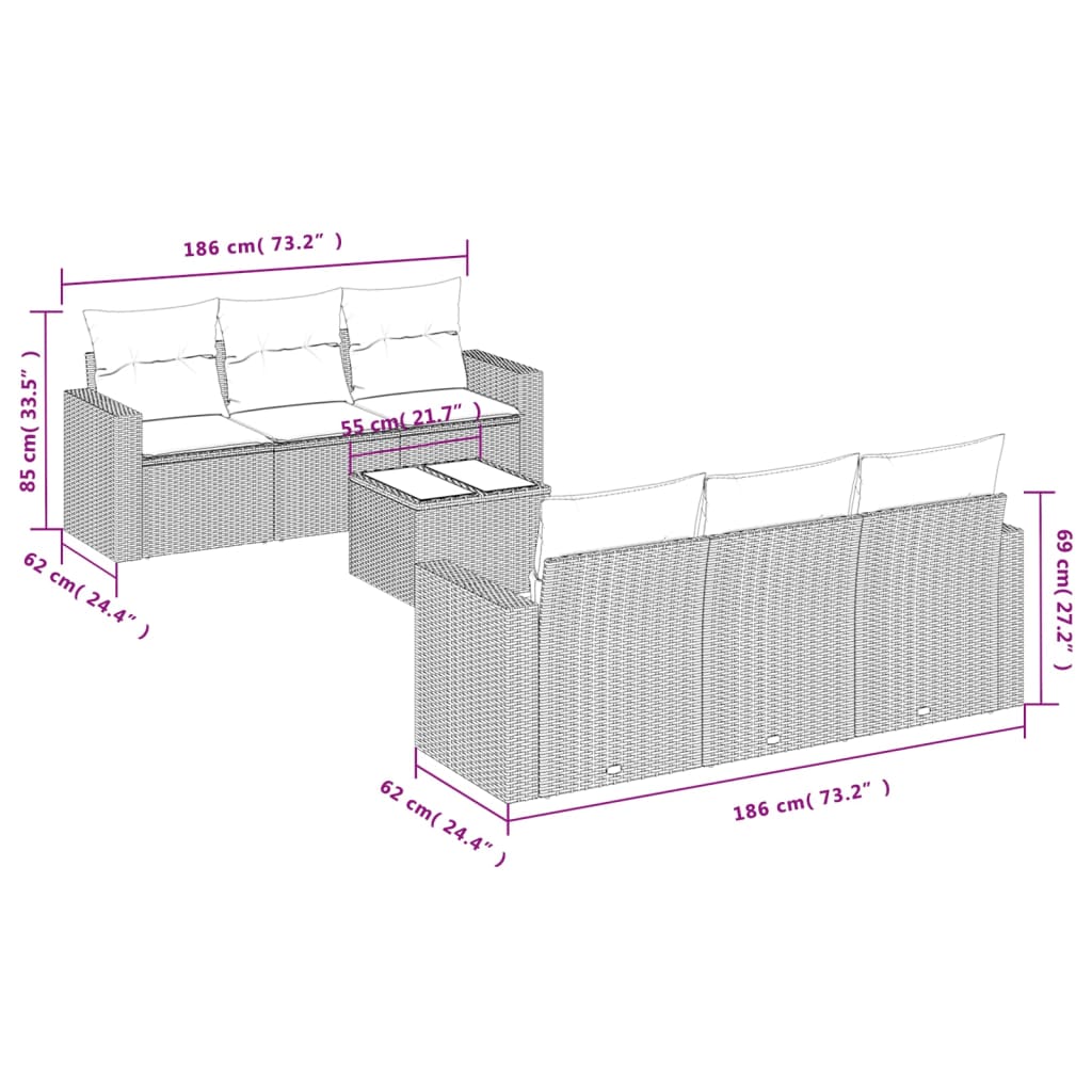 7-delige Loungeset met kussens poly rattan zwart is nu te koop bij PeponiXL, paradijselijk wonen!