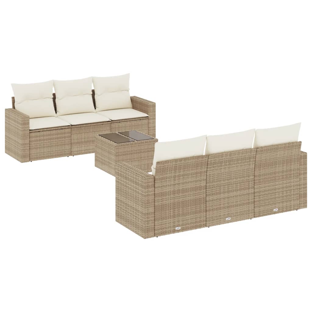 7-delige Loungeset met kussens poly rattan beige is nu te koop bij PeponiXL, paradijselijk wonen!