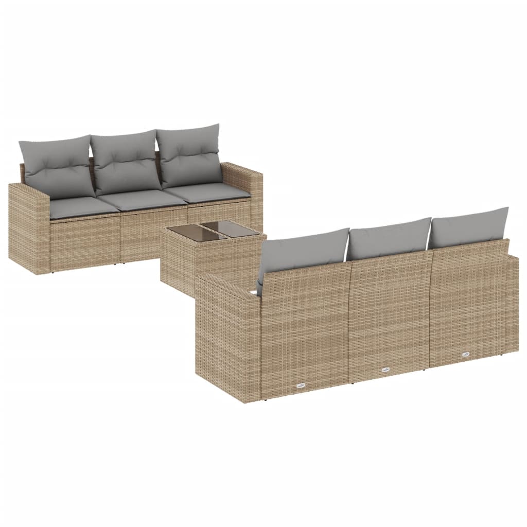 7-delige Loungeset met kussens poly rattan beige is nu te koop bij PeponiXL, paradijselijk wonen!