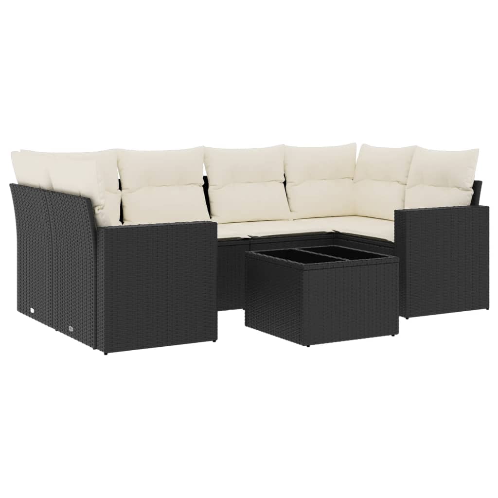 7-delige Loungeset met kussens poly rattan zwart is nu te koop bij PeponiXL, paradijselijk wonen!