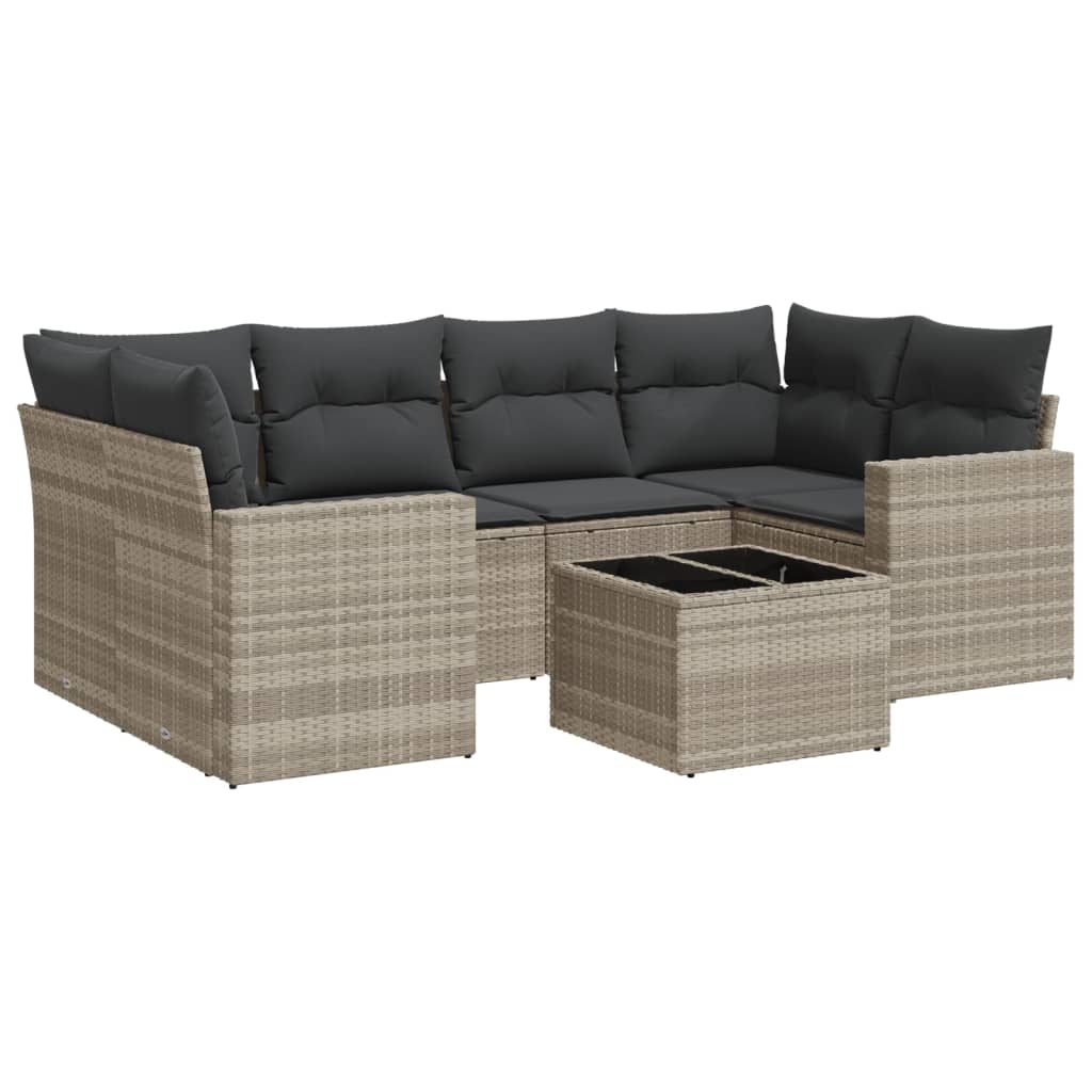 7-delige Loungeset met kussens poly rattan lichtgrijs is nu te koop bij PeponiXL, paradijselijk wonen!