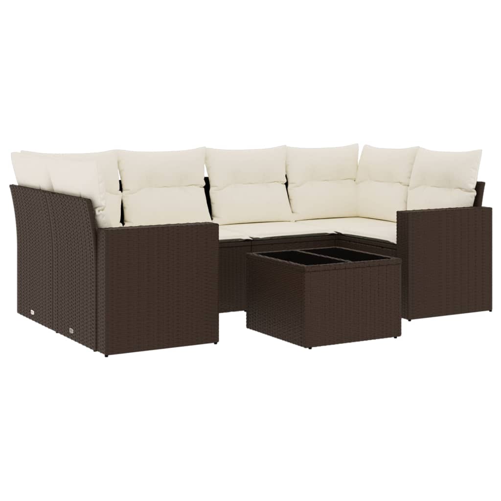 7-delige Loungeset met kussens poly rattan bruin is nu te koop bij PeponiXL, paradijselijk wonen!