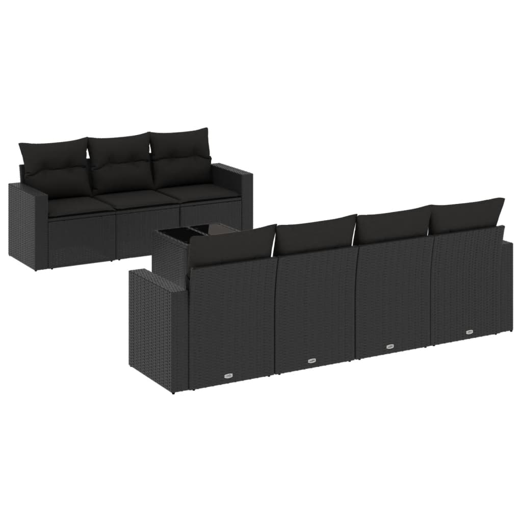 8-delige Loungeset met kussens poly rattan zwart is nu te koop bij PeponiXL, paradijselijk wonen!