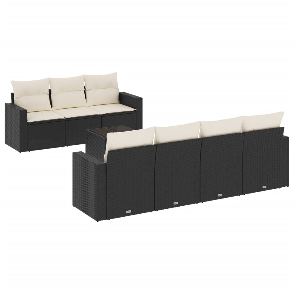 8-delige Loungeset met kussens poly rattan zwart is nu te koop bij PeponiXL, paradijselijk wonen!