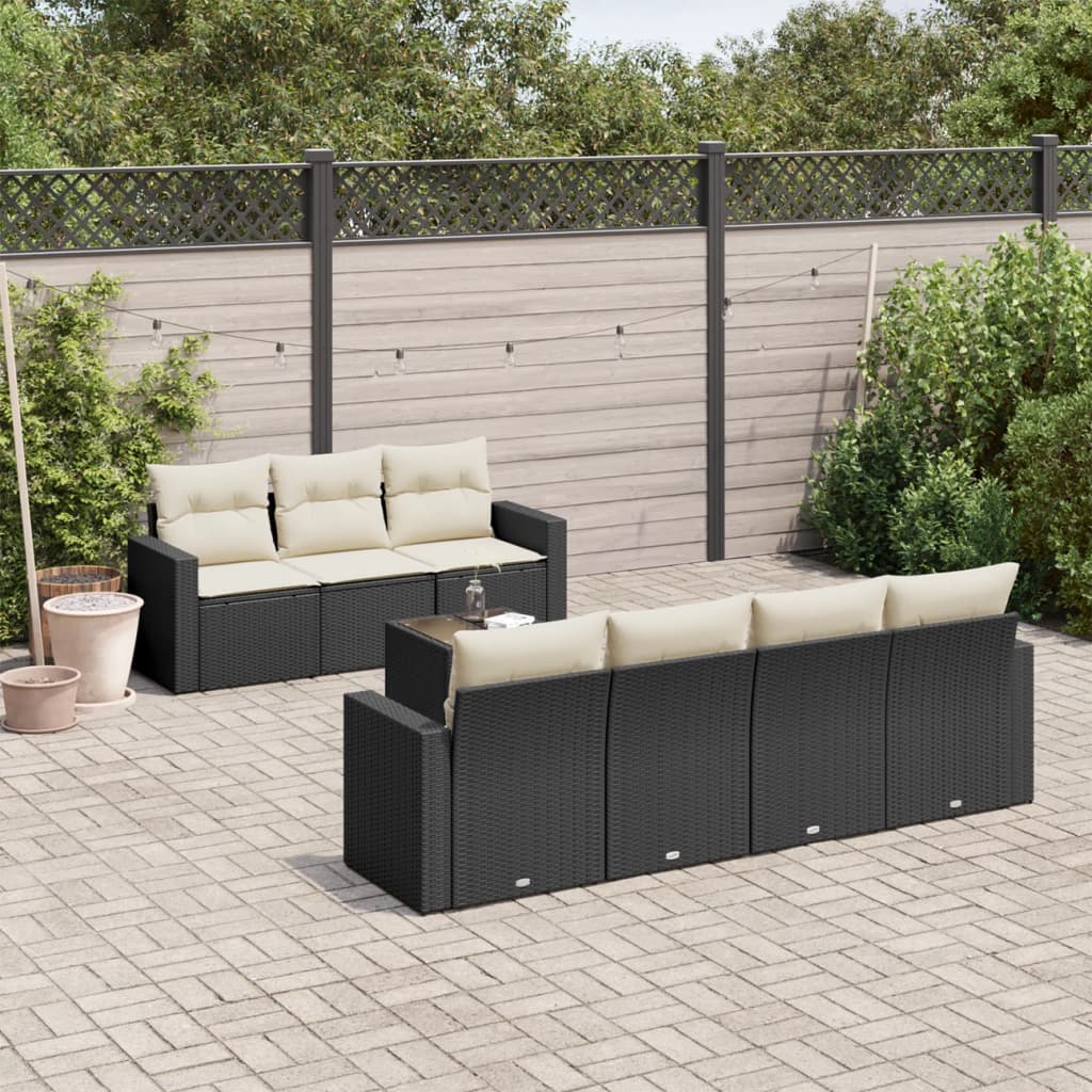 8-delige Loungeset met kussens poly rattan zwart is nu te koop bij PeponiXL, paradijselijk wonen!