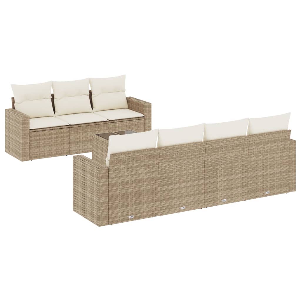 8-delige Loungeset met kussens poly rattan beige is nu te koop bij PeponiXL, paradijselijk wonen!