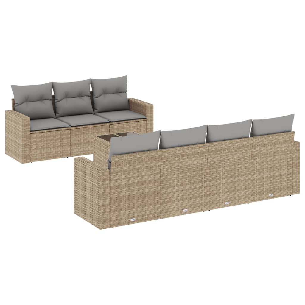 8-delige Loungeset met kussens poly rattan beige is nu te koop bij PeponiXL, paradijselijk wonen!