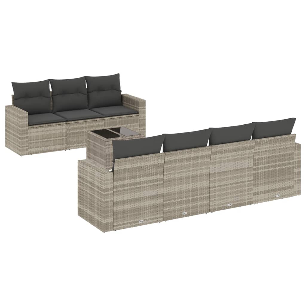 8-delige Loungeset met kussens poly rattan lichtgrijs is nu te koop bij PeponiXL, paradijselijk wonen!