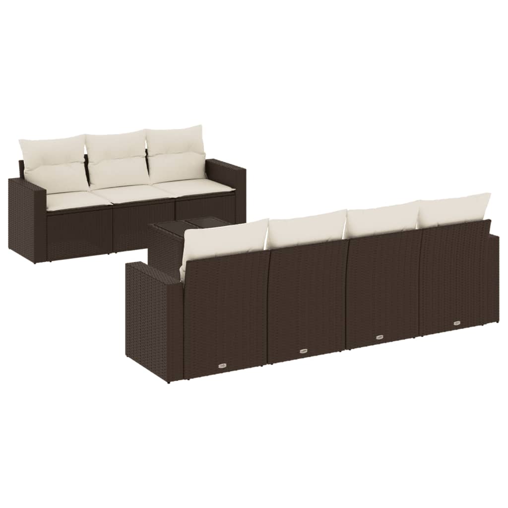 8-delige Loungeset met kussens poly rattan bruin is nu te koop bij PeponiXL, paradijselijk wonen!