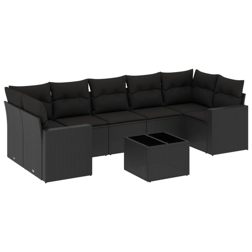 8-delige Loungeset met kussens poly rattan zwart is nu te koop bij PeponiXL, paradijselijk wonen!