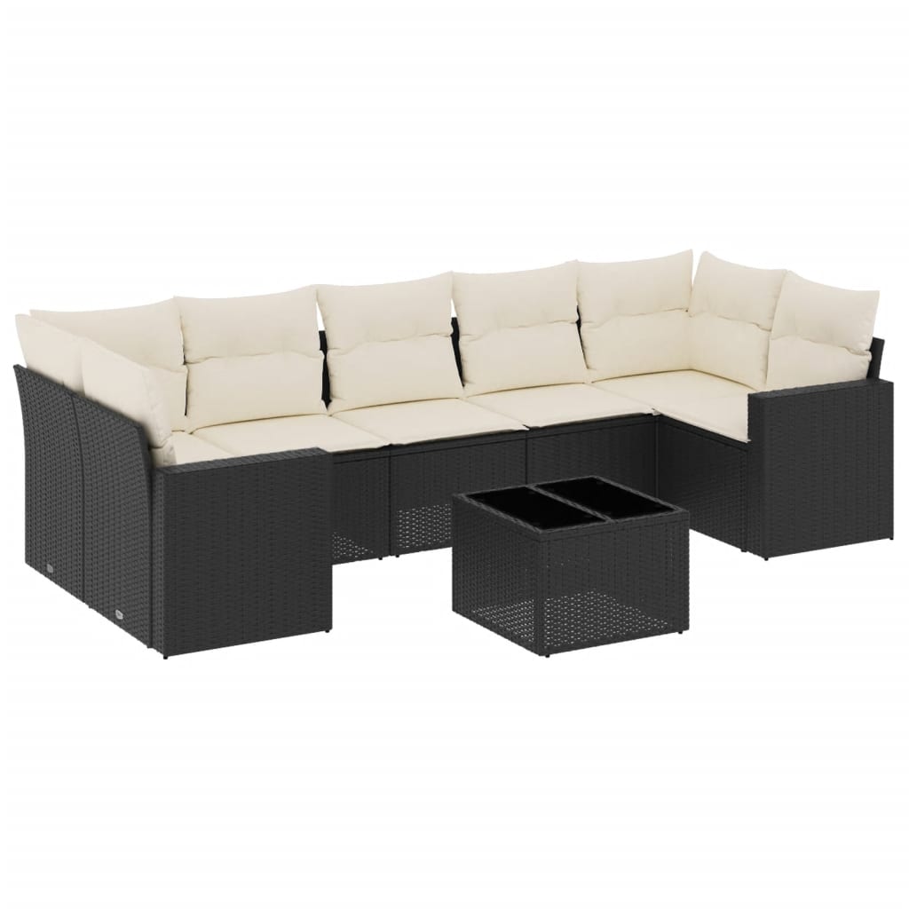8-delige Loungeset met kussens poly rattan zwart is nu te koop bij PeponiXL, paradijselijk wonen!