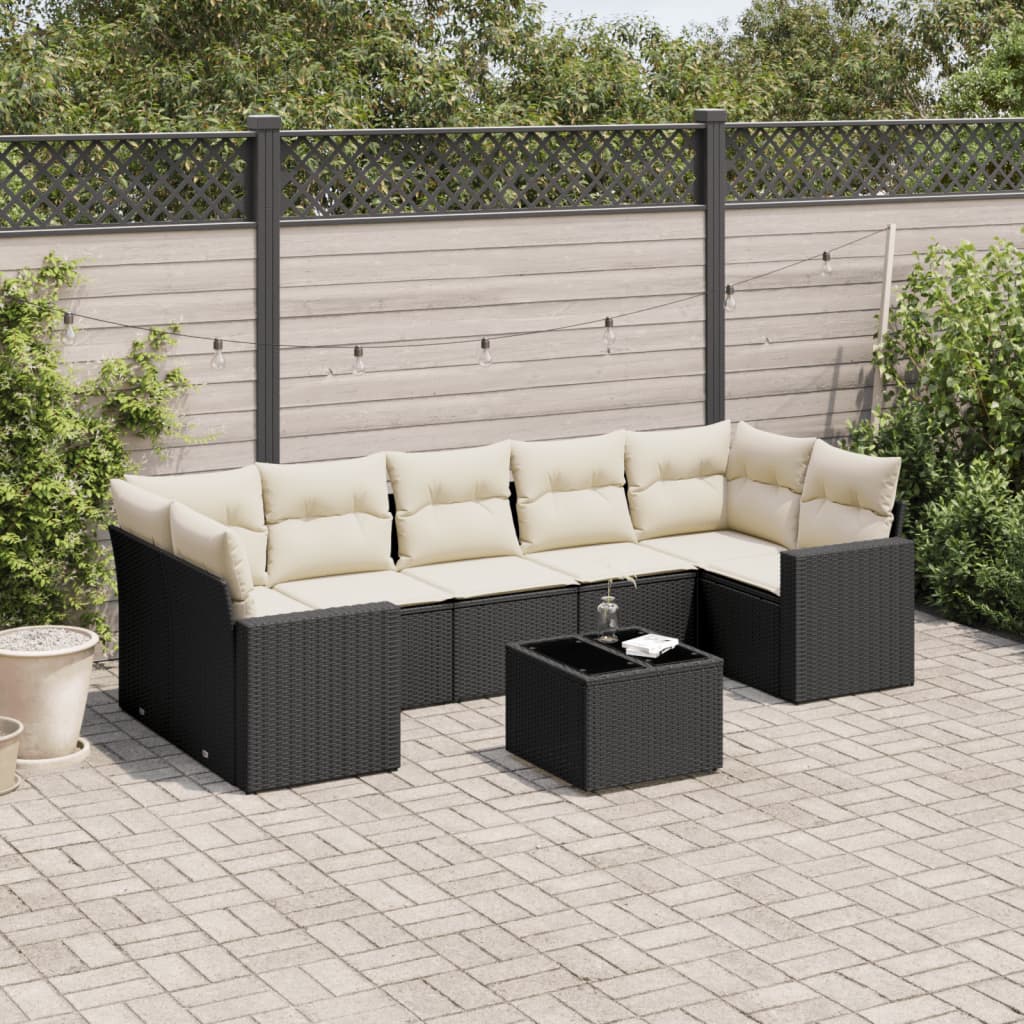 8-delige Loungeset met kussens poly rattan zwart is nu te koop bij PeponiXL, paradijselijk wonen!