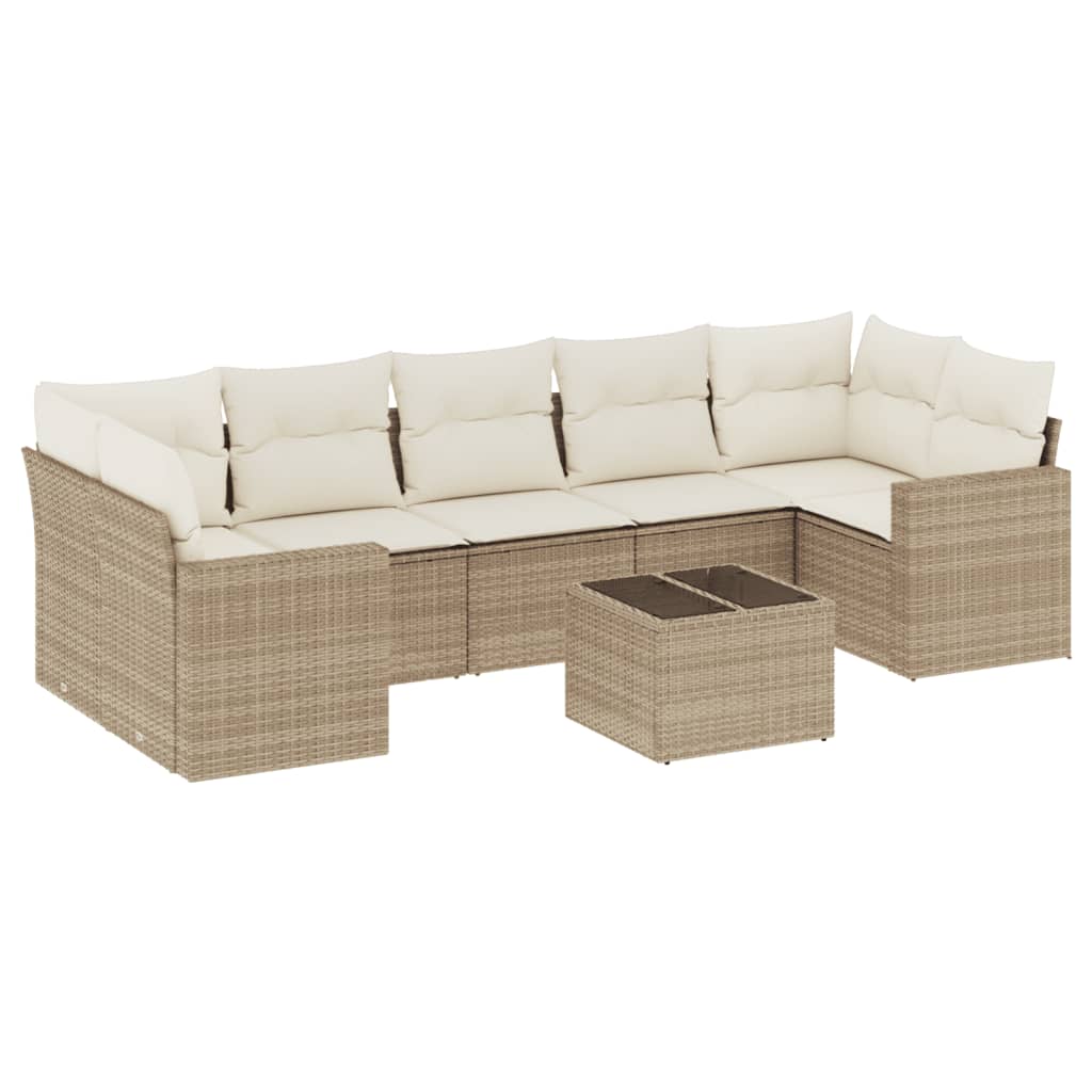 8-delige Loungeset met kussens poly rattan beige is nu te koop bij PeponiXL, paradijselijk wonen!