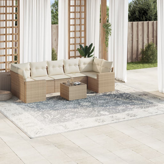 8-delige Loungeset met kussens poly rattan beige is nu te koop bij PeponiXL, paradijselijk wonen!