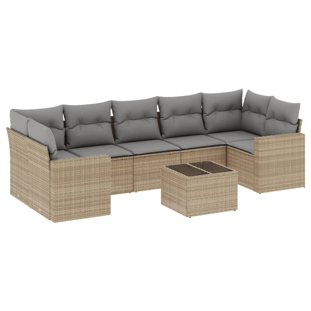 8-delige Loungeset met kussens poly rattan beige is nu te koop bij PeponiXL, paradijselijk wonen!