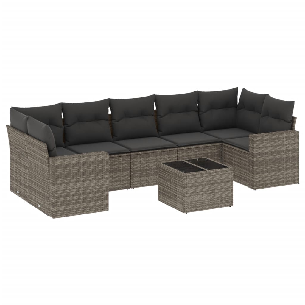 8-delige Loungeset met kussens poly rattan grijs is nu te koop bij PeponiXL, paradijselijk wonen!