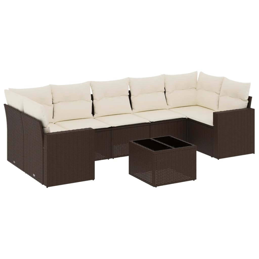 8-delige Loungeset met kussens poly rattan bruin is nu te koop bij PeponiXL, paradijselijk wonen!