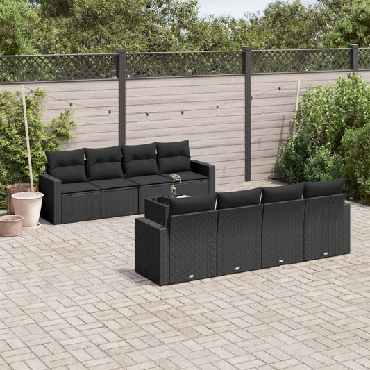 9-delige Loungeset met kussens poly rattan zwart is nu te koop bij PeponiXL, paradijselijk wonen!