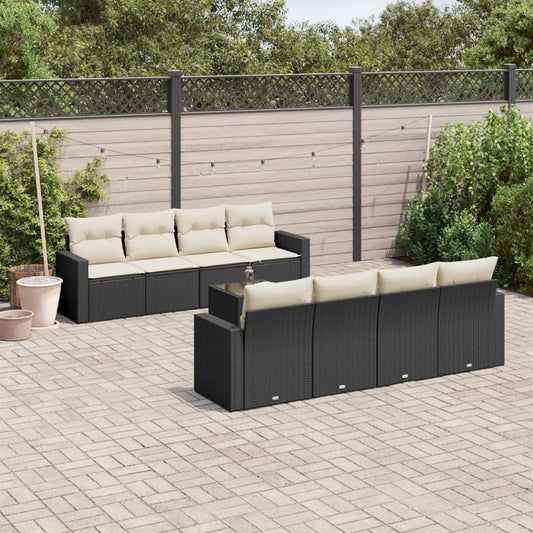 9-delige Loungeset met kussens poly rattan zwart is nu te koop bij PeponiXL, paradijselijk wonen!