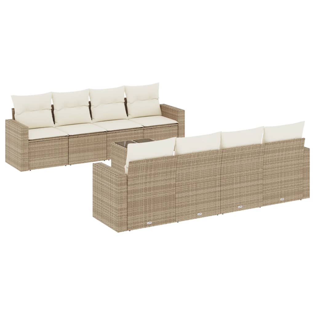 9-delige Loungeset met kussens poly rattan beige is nu te koop bij PeponiXL, paradijselijk wonen!