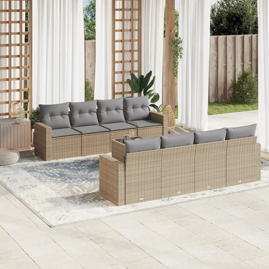 9-delige Loungeset met kussens poly rattan beige is nu te koop bij PeponiXL, paradijselijk wonen!