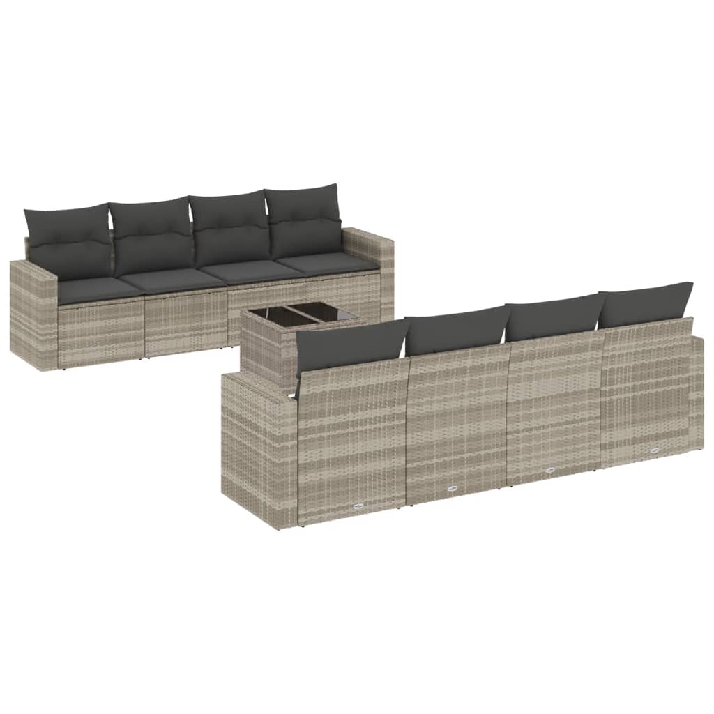 9-delige Loungeset met kussens poly rattan lichtgrijs is nu te koop bij PeponiXL, paradijselijk wonen!