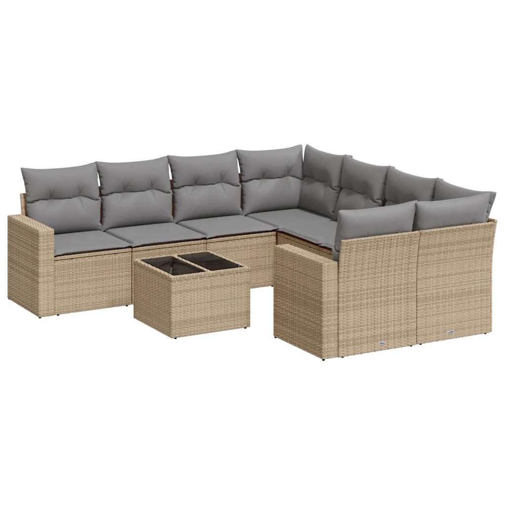 9-delige Loungeset met kussens poly rattan beige is nu te koop bij PeponiXL, paradijselijk wonen!