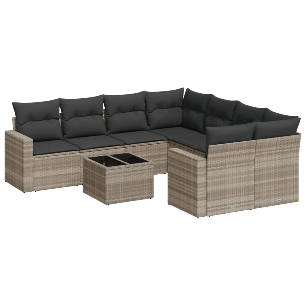 9-delige Loungeset met kussens poly rattan lichtgrijs is nu te koop bij PeponiXL, paradijselijk wonen!