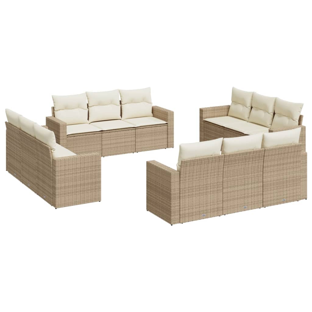12-delige Loungeset met kussens poly rattan beige is nu te koop bij PeponiXL, paradijselijk wonen!
