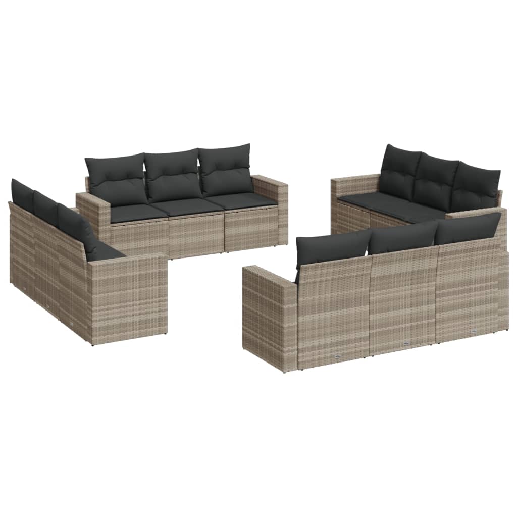12-delige Loungeset met kussens poly rattan lichtgrijs is nu te koop bij PeponiXL, paradijselijk wonen!