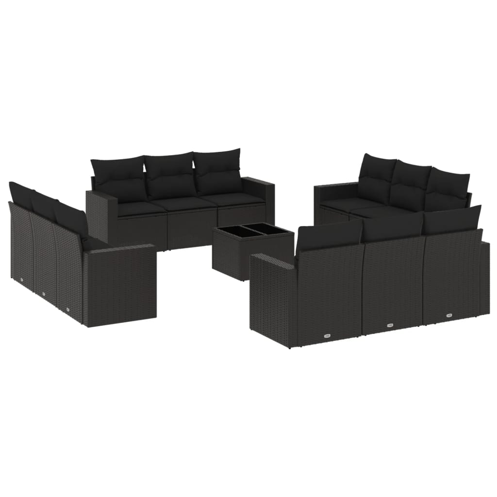 13-delige Loungeset met kussens poly rattan zwart is nu te koop bij PeponiXL, paradijselijk wonen!