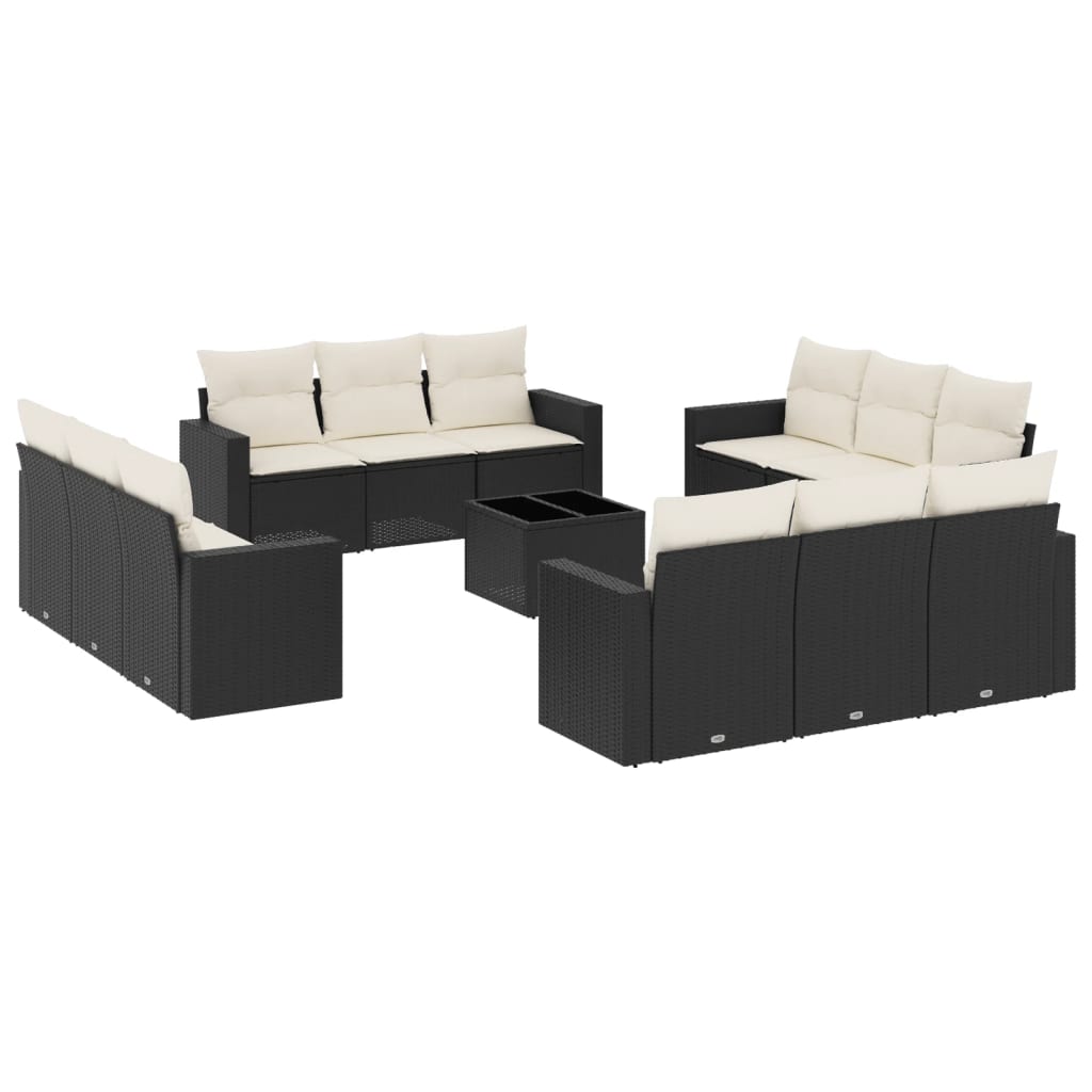 13-delige Loungeset met kussens poly rattan zwart is nu te koop bij PeponiXL, paradijselijk wonen!