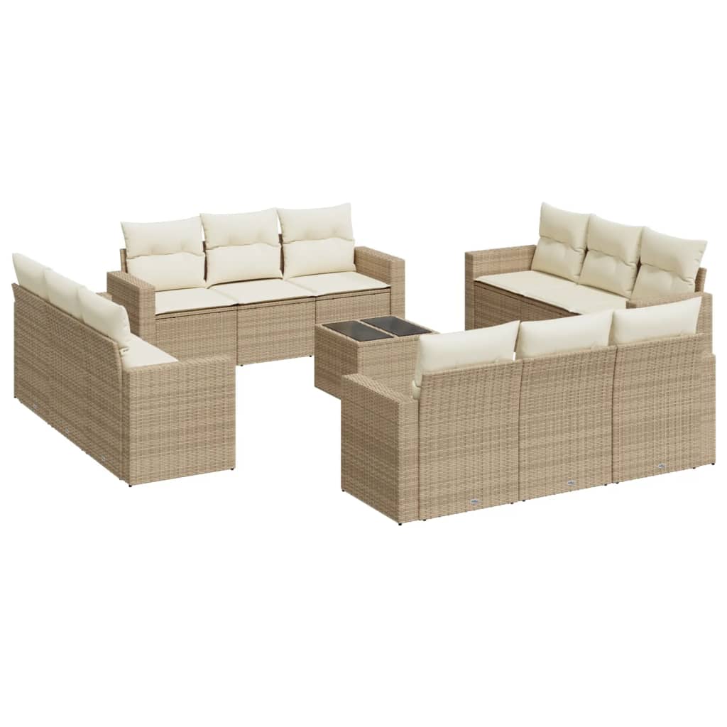 13-delige Loungeset met kussens poly rattan beige is nu te koop bij PeponiXL, paradijselijk wonen!