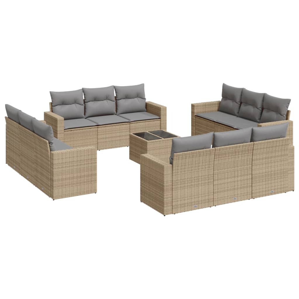 13-delige Loungeset met kussens poly rattan beige is nu te koop bij PeponiXL, paradijselijk wonen!