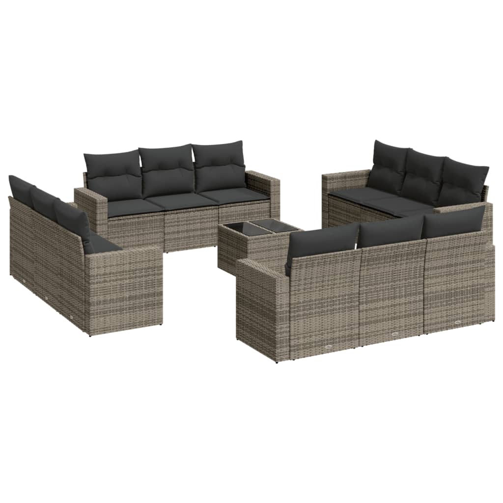 13-delige Loungeset met kussens poly rattan grijs is nu te koop bij PeponiXL, paradijselijk wonen!