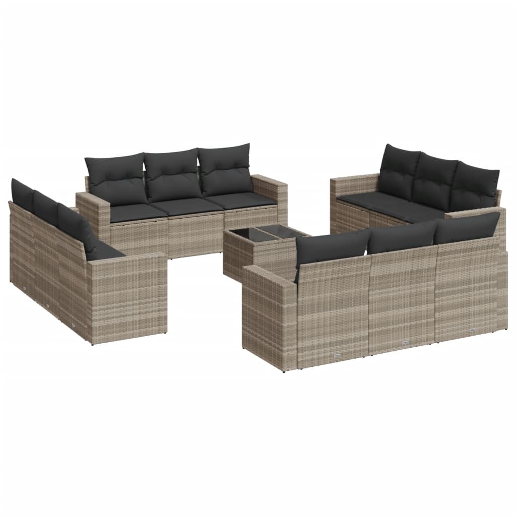 13-delige Loungeset met kussens poly rattan lichtgrijs is nu te koop bij PeponiXL, paradijselijk wonen!