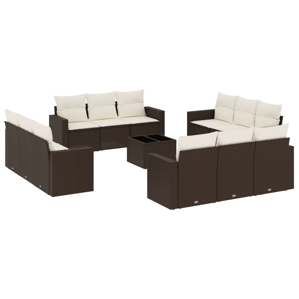 13-delige Loungeset met kussens poly rattan bruin is nu te koop bij PeponiXL, paradijselijk wonen!