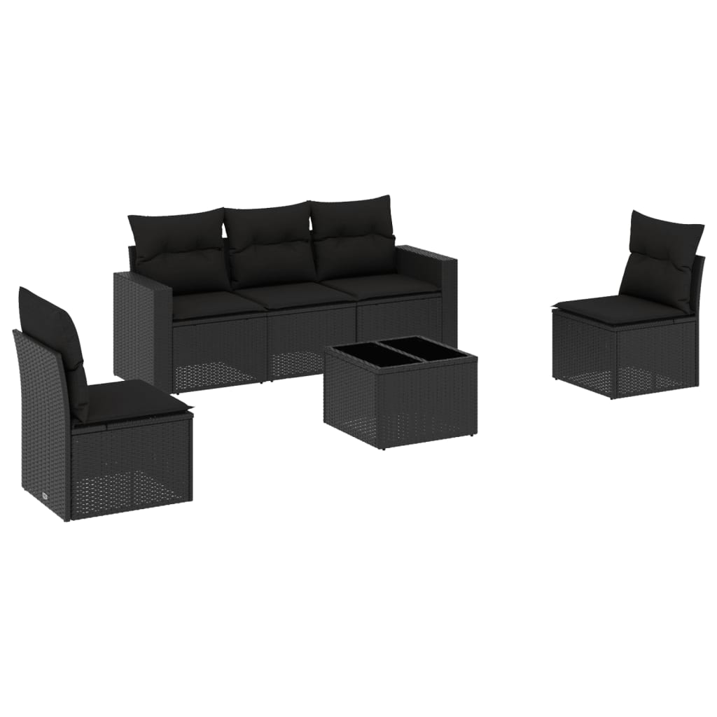 6-delige Loungeset met kussens poly rattan zwart is nu te koop bij PeponiXL, paradijselijk wonen!