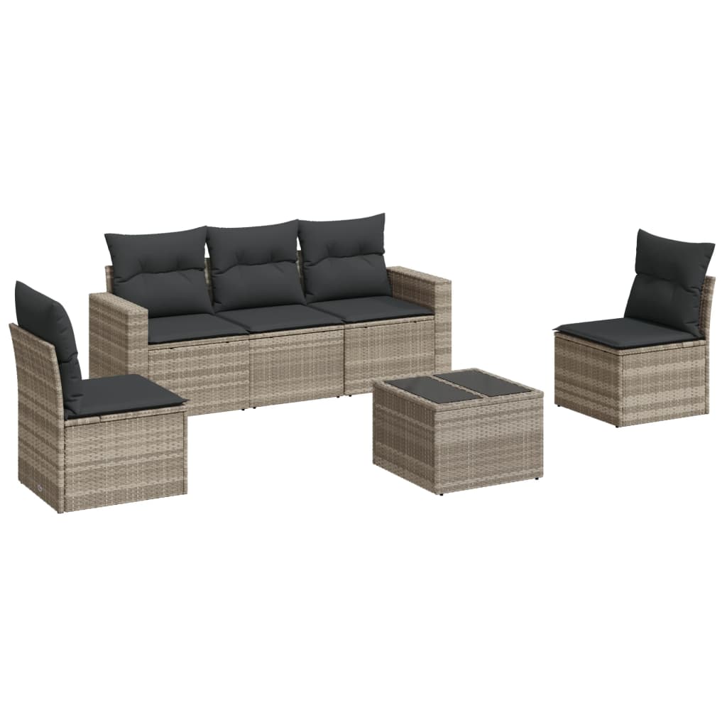 6-delige Loungeset met kussens poly rattan lichtgrijs is nu te koop bij PeponiXL, paradijselijk wonen!