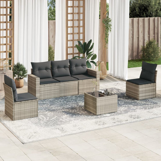 6-delige Loungeset met kussens poly rattan lichtgrijs is nu te koop bij PeponiXL, paradijselijk wonen!