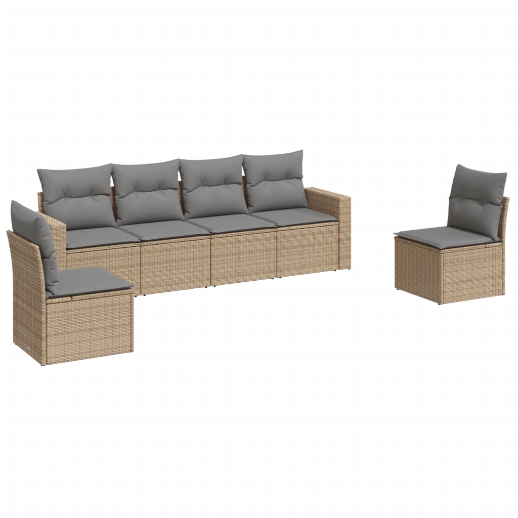 6-delige Loungeset met kussens poly rattan beige is nu te koop bij PeponiXL, paradijselijk wonen!