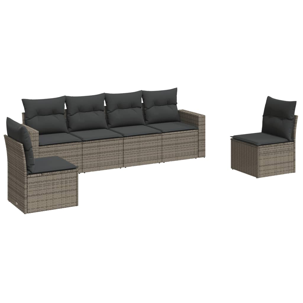 6-delige Loungeset met kussens poly rattan grijs is nu te koop bij PeponiXL, paradijselijk wonen!