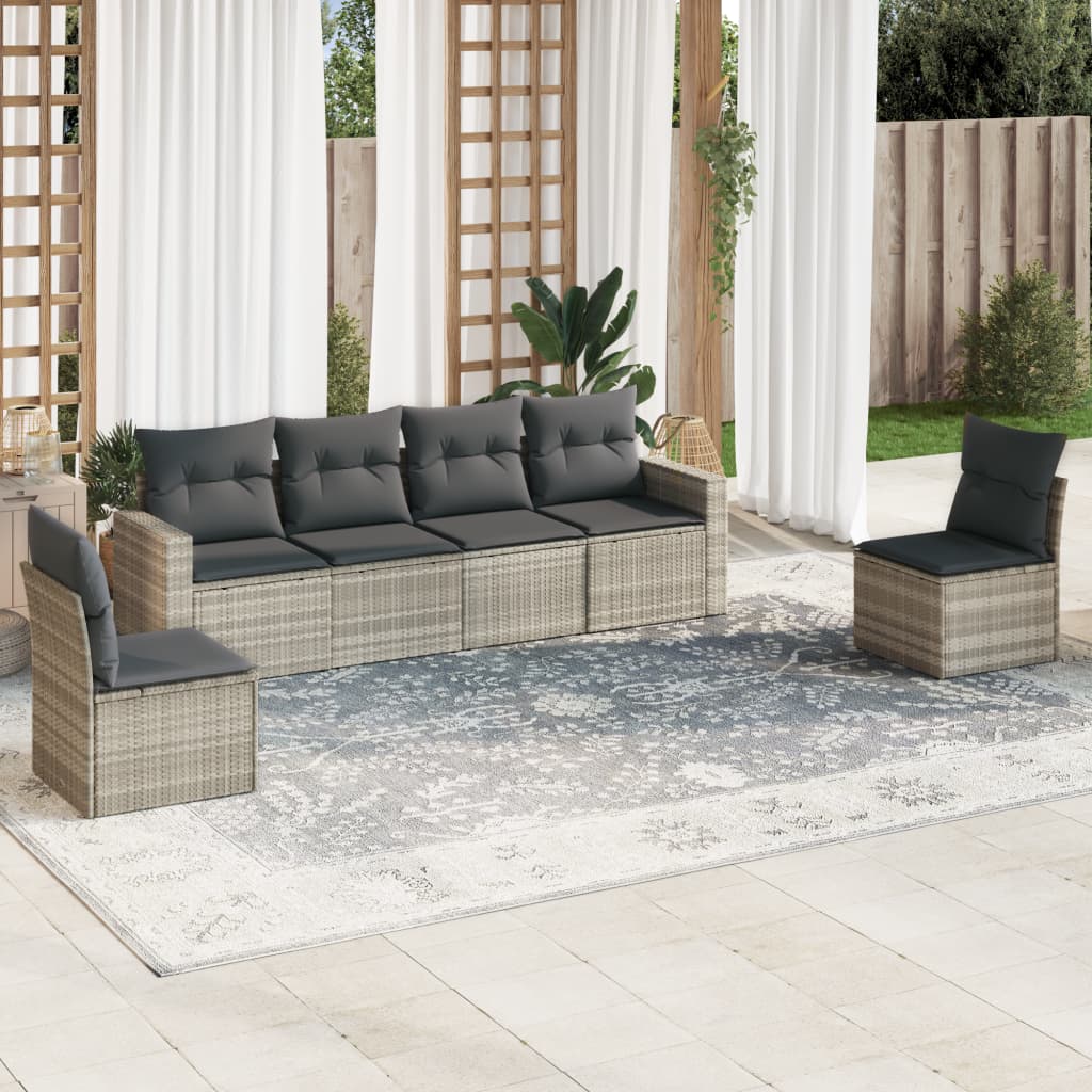 6-delige Loungeset met kussens poly rattan lichtgrijs is nu te koop bij PeponiXL, paradijselijk wonen!
